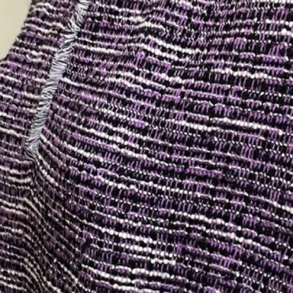 Karl Lagerfeld Paris Tweed Purple Black White Split Neck Sleeveless Shift Dress - Picture 8 of 8